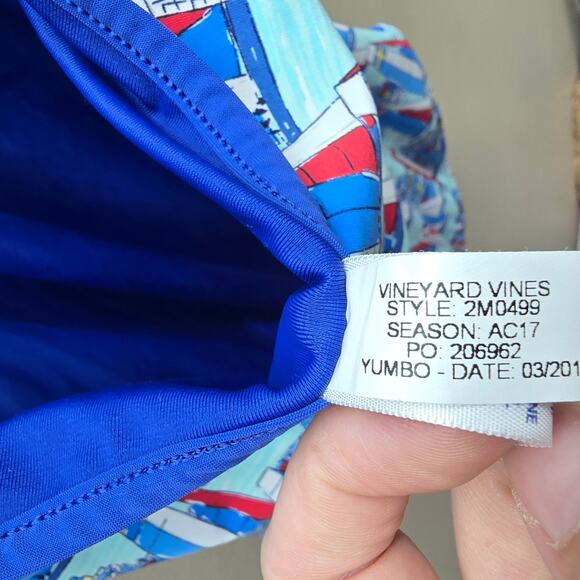 Vineyard Vines One Piece Swimsuit America's Cup Yacht Halter Multicolor Medium - Picture 8 of 9